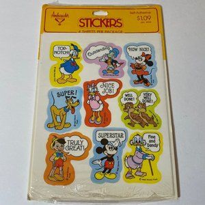 Vintage Ambassador Disney Mickey Pinocchio Minnie & More Teacher Stickers